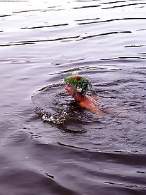 With a garland made of water