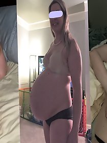 Lewd pregnant mature woman